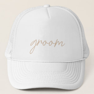 Modern Wedding Party   Beige Script Trucker Hat