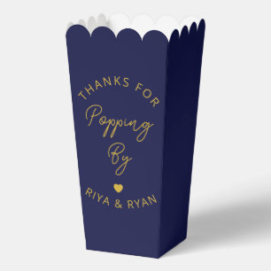 Modern wedding party navy and gold popcorn  favor box