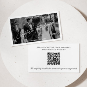 Modern Wedding Photo Capture The Love QR Code Enclosure Card