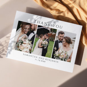 Modern Wedding Photo Collage Thank You Card