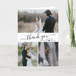 Modern Wedding Photo Collage Thank You Card