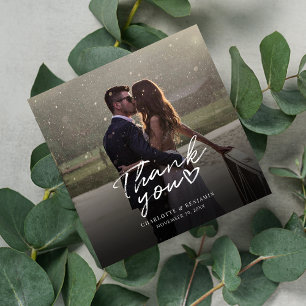Modern Wedding Photo Elegant Thank You Card