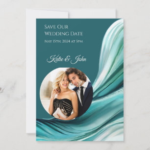 Modern Wedding -Photo-Emerald Green-Save the Date- Save The Date