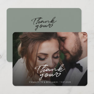 Modern Wedding Photo Hand-Lettered Thank You Card