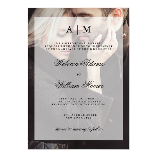 Modern Wedding Photo Invitation with Overlay