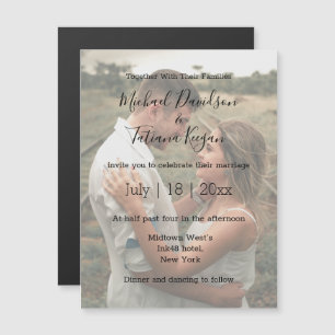 modern wedding photo overlay Invitation magnet