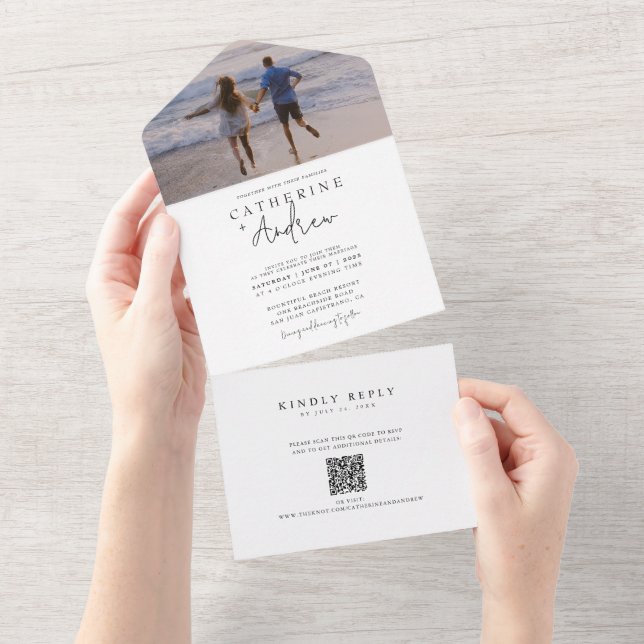 Modern Wedding Photo QR Code  All In One Invitatio All In One Invitation (Tearaway)