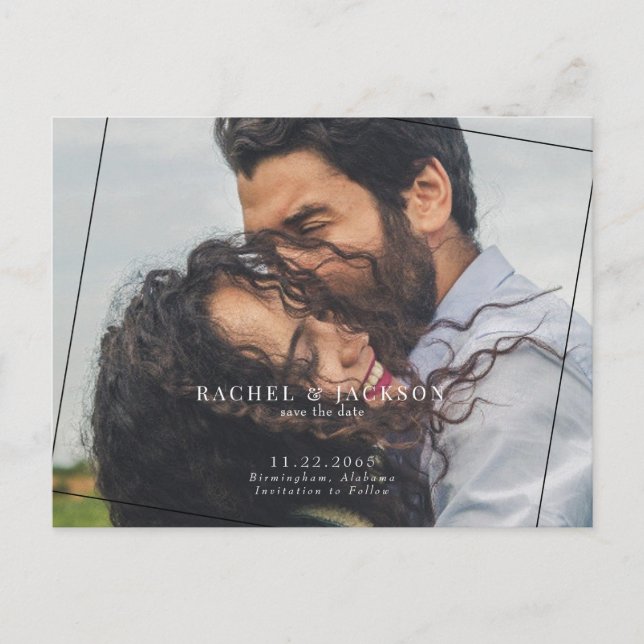 Modern Wedding Photo Save the Date Postcard (Front)