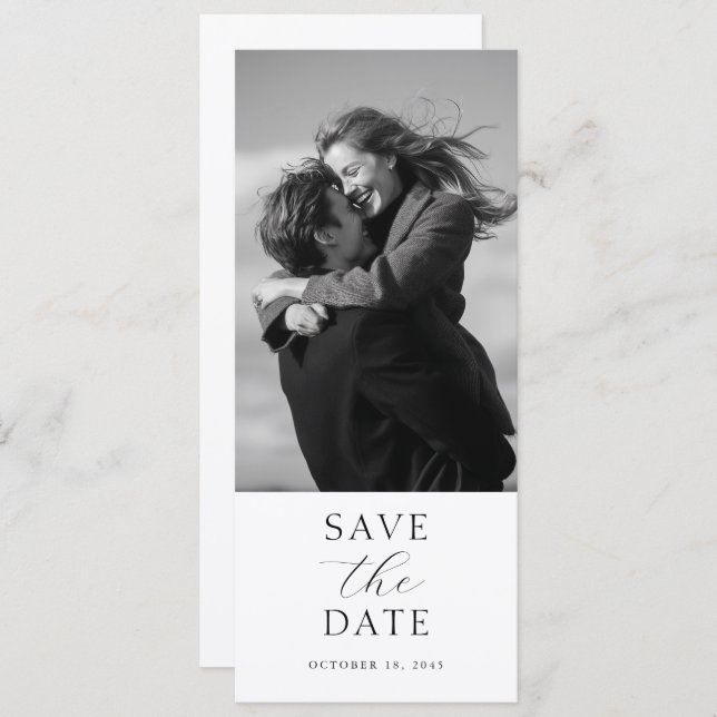 Modern Wedding Photo Save the Date with QR Code (Front/Back)