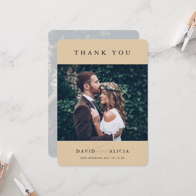 MODERN WEDDING photo simple classic beige Invitation (Front/Back In Situ)