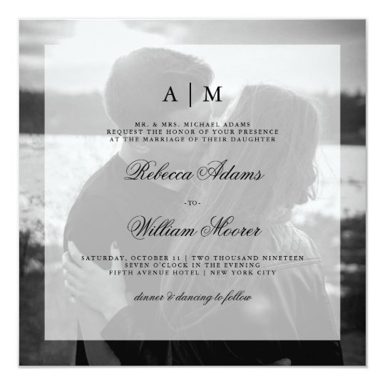 Modern Wedding Photo Square Invitation | Overlay