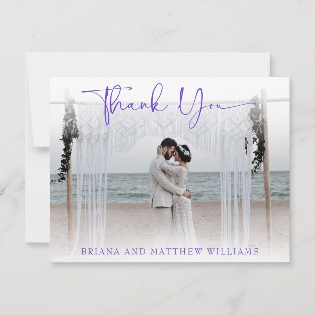 Modern Wedding Photo Thank You Card (Front)