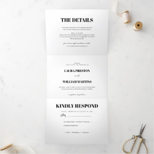 Modern Wedding Photo with RSVP and Details Tri-Fold Invitation