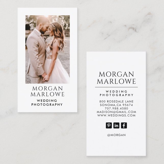 Modern Wedding Photographer Photo Business Card (Front/Back)