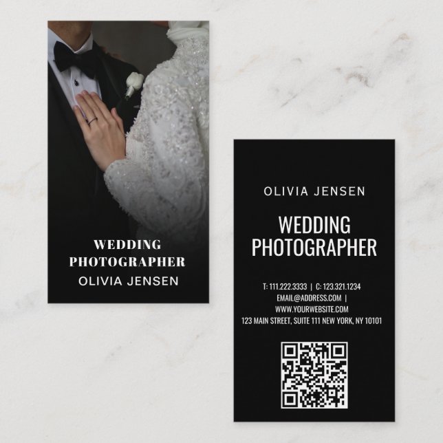 Modern wedding photographer photo collage minimal  business card (Front/Back)