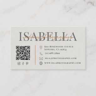 Modern Wedding Photographer QR Code Business Card