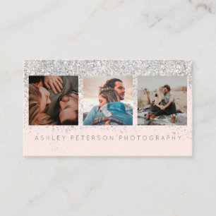 Modern wedding photography silver chic typography business card