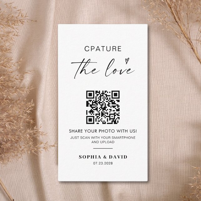 Modern Wedding Photos Capture the love QR Code Enclosure Card (Creator Uploaded)