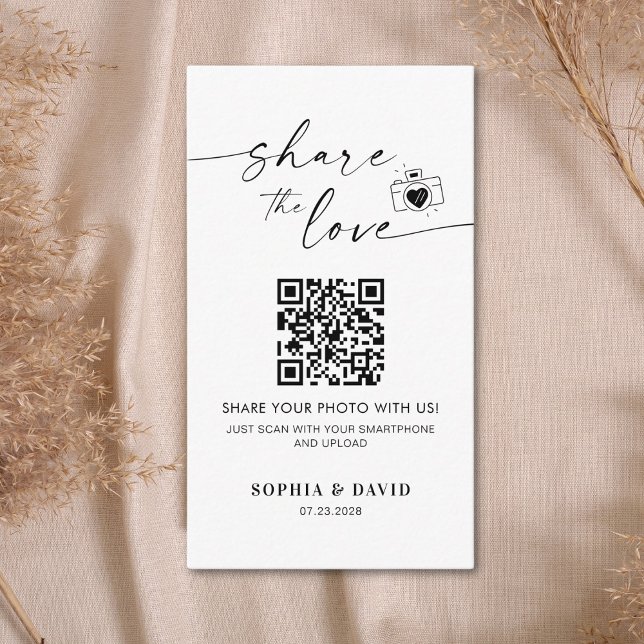 Modern Wedding Photos Share The Love QR Code Enclosure Card (Creator Uploaded)