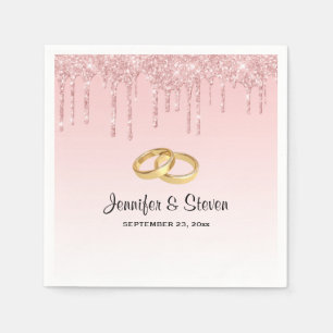 Modern Wedding Pink Dripping Glitter Napkin