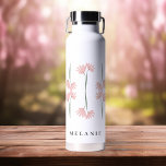 Modern Wedding Pink Wild Flowers Water Bottle<br><div class="desc">Modern Wedding Pink Wild Flowers Water Bottle. Stylishly personalize with your custom name.</div>