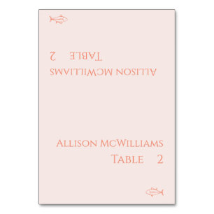 Modern Wedding Place cards-Blush Fish Icon- Table Number