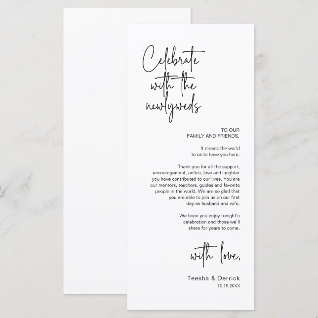 Modern Wedding Place Setting Dinner Thank You Card (Front/Back)