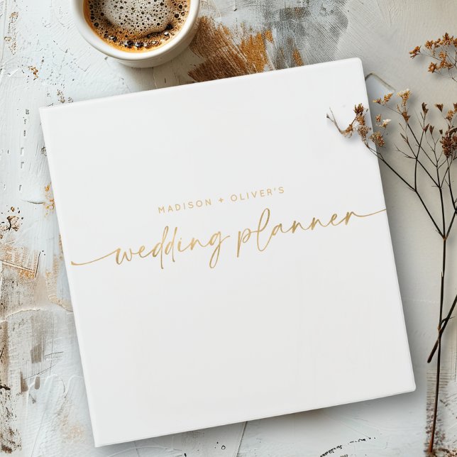 Modern Wedding Planner Gold Glitter Script Binder (Creator Uploaded)