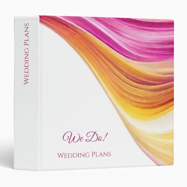 Modern Wedding Planner-Pink Orange Yellow- Binder (Front/Spine)