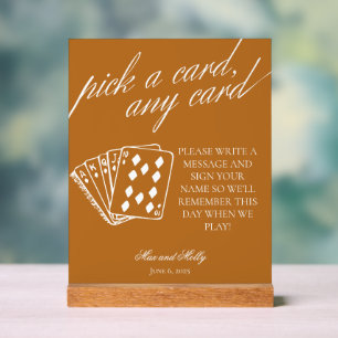 Modern Wedding Playing Cards Pedestal Sign