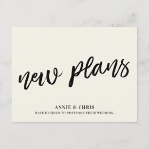 Modern Wedding Postponement Cream New Plans Announcement Postcard