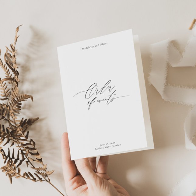 Modern wedding program booklet with timeline  (Creator Uploaded)