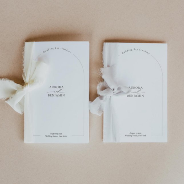 Modern wedding program booklet with timeline icons (Creator Uploaded)