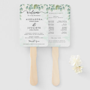 Modern Wedding Program Fans with Photo