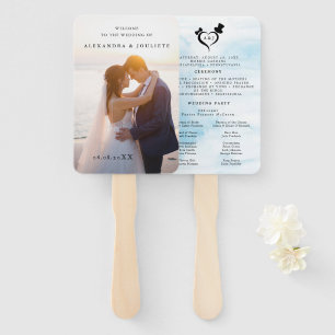 Modern Wedding Program Fans with Photo