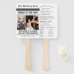 Modern Wedding Program Fans with Photo