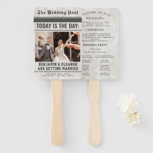 Modern Wedding Program Fans with Photo
