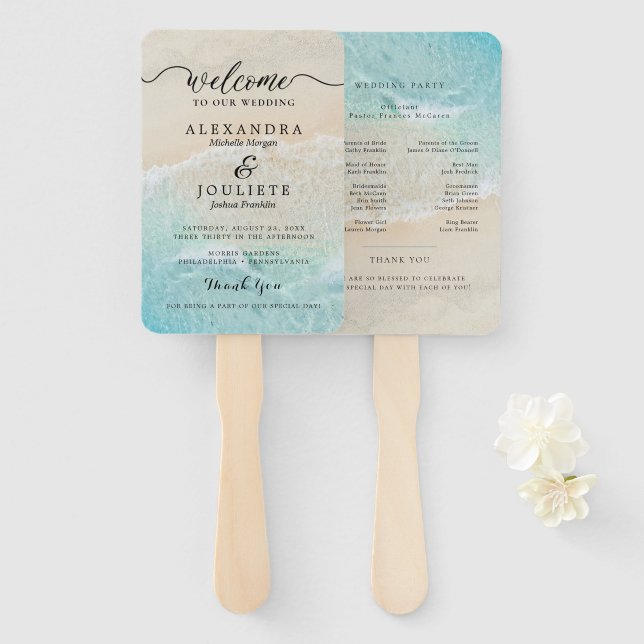 Modern Wedding Program Fans with Photo (Front and Back)