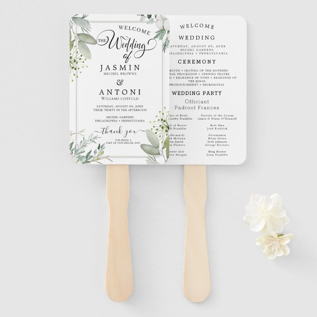 Modern Wedding Program  Hand Fan (Front and Back)