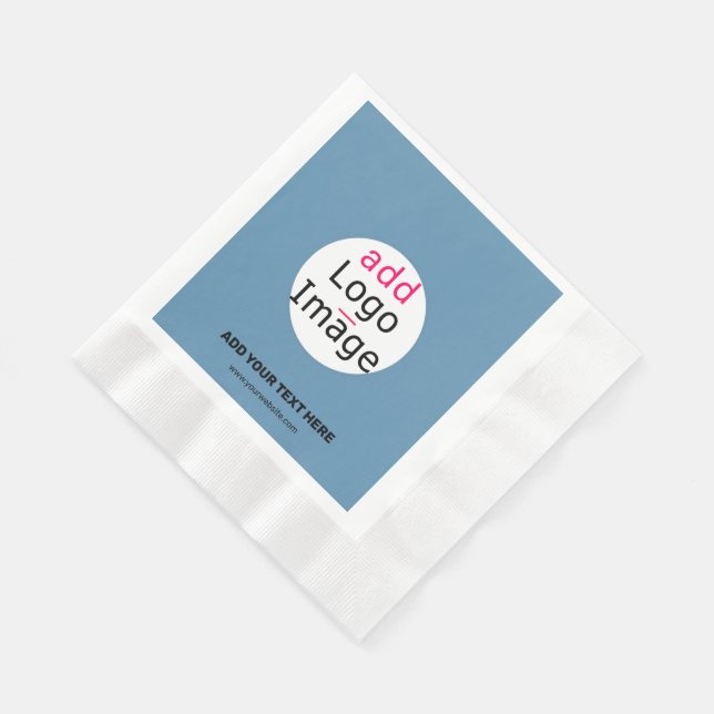 Modern Wedding Promo Customizable Dusty Blue Napkin (Corner)