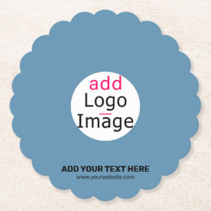 Modern Wedding Promo Customizable Dusty Blue Paper Coaster