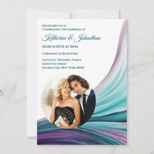 Modern Wedding-Purple and Teal-Photo- Invitation