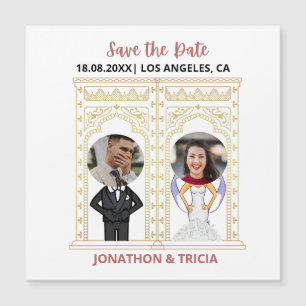 Modern Wedding QR Code Add Name Date Photo Website Magnetic Invitation