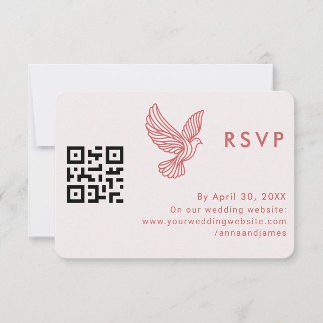 Modern Wedding QR Code Minimalist Elegant Quote  RSVP Card (Front)
