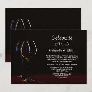 Modern Wedding Reception Black Wine Glass Party Invitation