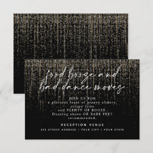 Modern Wedding Reception Champagne Glitter Invitation