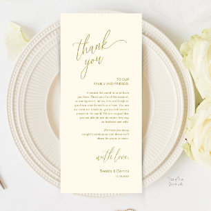 Modern Wedding Reception Dinner Thank You Card