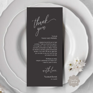 Modern Wedding Reception Dinner Thank You Card