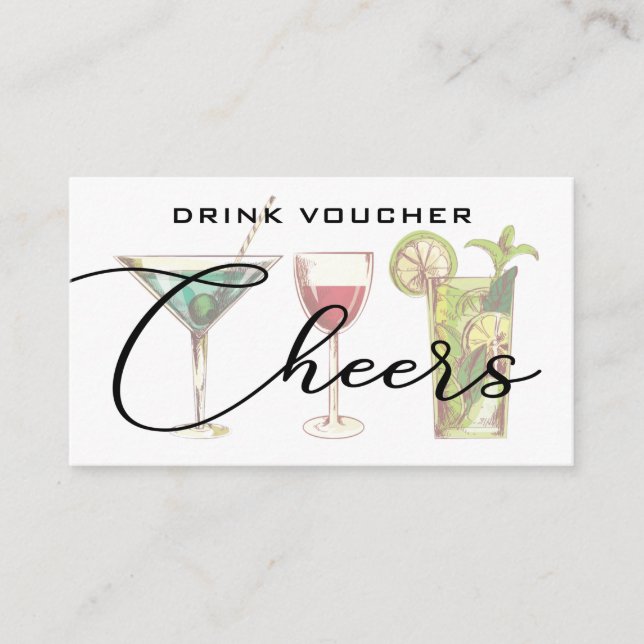 Modern Wedding Reception Drink Ticket Enclosure Card (Front)