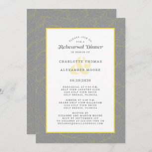 Modern Wedding Rehearsal Dinner Abstract Grey Invitation